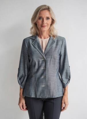 Veste casual epaulette bleu GUY DUBOUIS femme