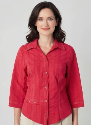 Chemisier coupe cintrée manches 3/4 rouge GUY DUBOUIS femme