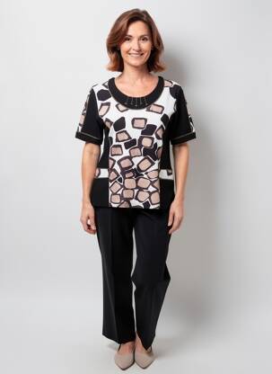 T-shirt stretch manches courtes noir GUY DUBOUIS femme