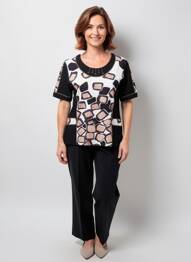 T-shirt stretch manches courtes noir GUY DUBOUIS femme