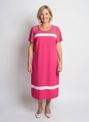 Robe mi-longue manches courtes manches courtes rose GUY DUBOUIS femme