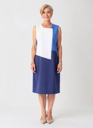 Robe mi-longue sans manche sans manche bleu GUY DUBOUIS femme