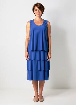 Robe mi-longue coupe fluide sans manche bleu IMPULSION femme