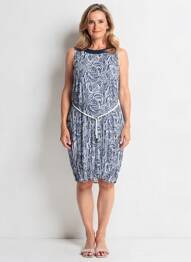 Robe mi-longue imprimé fantaisie sans manche bleu MERI & ESCA femme