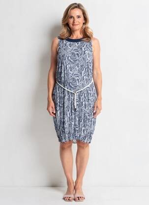 Robe mi-longue imprimé fantaisie sans manche bleu MERI & ESCA femme