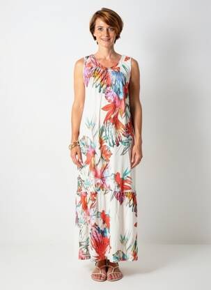 Robe longue imprimé fantaisie sans manche blanc MERI & ESCA femme