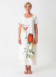 Robe longue manches courtes manches courtes blanc MERI & ESCA femme