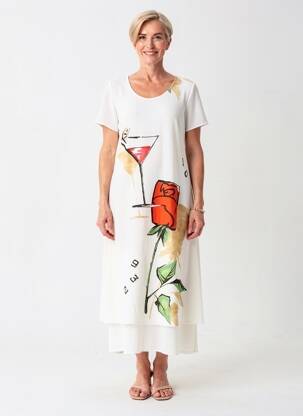Robe longue manches courtes manches courtes blanc MERI & ESCA femme