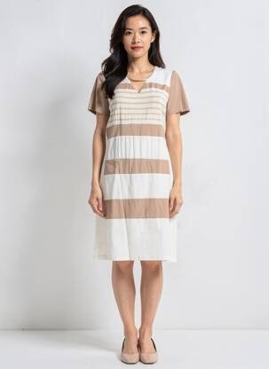 Robe mi-longue fermeture zippée au dos manches courtes blanc MERI & ESCA femme