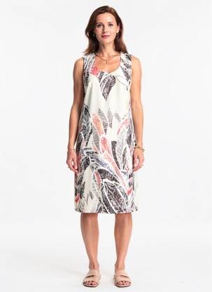 Robe mi-longue imprimé fantaisie sans manche blanc IMPULSION femme