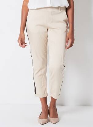 Pantalon 7/8 tissage popeline taille normale beige VERO MODA femme