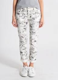Pantalon 7/8 fermeture zippée sous rabat boutonné taille normale blanc STREET ONE femme