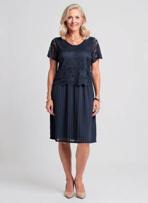Robe mi-longue manches courtes manches courtes bleu GUY DUBOUIS femme