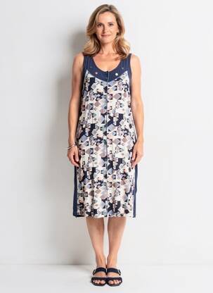 Robe mi-longue sans manche sans manche bleu GUY DUBOUIS femme