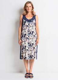 Robe mi-longue sans manche sans manche bleu GUY DUBOUIS femme