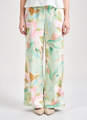 Pantalon large tissage popeline taille normale vert VERO MODA femme
