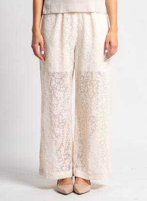 Pantalon large taille normale taille normale beige B.YOUNG femme