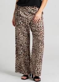 Pantalon large tissage popeline taille normale marron B.YOUNG femme