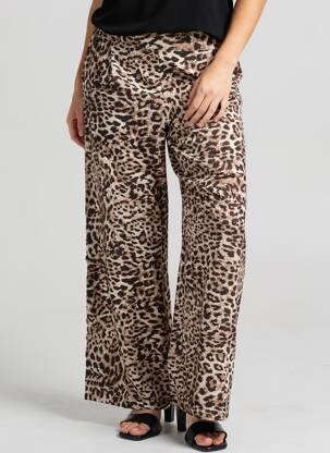 Pantalon large tissage popeline taille normale marron B.YOUNG femme