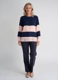 Blouse col rond manches longues bleu QUATTRO femme