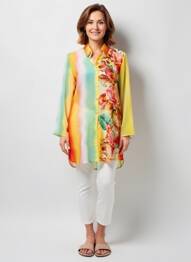 Tunique manches longues col chemisier jaune QUATTRO femme