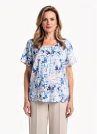 Blouse manches courtes manches courtes bleu GUY DUBOUIS femme