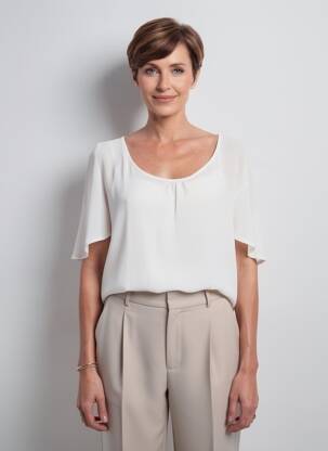 Blouse légère et transparente manches 3/4 blanc GUY DUBOUIS femme