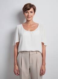 Blouse légère et transparente manches 3/4 blanc GUY DUBOUIS femme