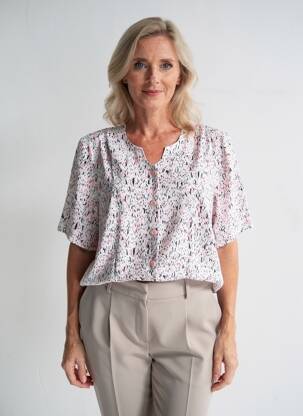 Chemisier tissage crêpe manches courtes rose GUY DUBOUIS femme