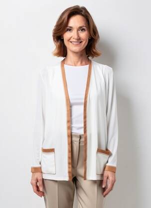 Gilet manches longues col v beige MERI & ESCA femme
