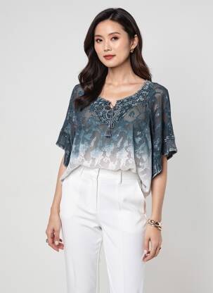 Top stretch manches 3/4 gris GUY DUBOUIS femme