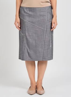 Jupe mi-longue coupe droite gris GUY DUBOUIS femme