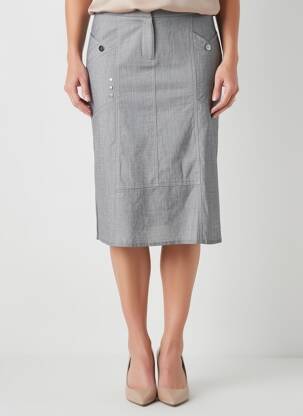 Jupe mi-longue coupe droite gris FRANCE RIVOIRE femme
