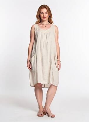 Robe mi-longue sans manche sans manche beige COULEURS DU TEMPS femme