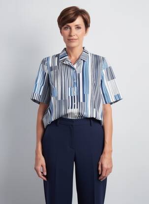 Chemisier imprimé fantaisie manches courtes bleu GUY DUBOUIS femme