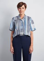 Chemisier imprimé fantaisie manches courtes bleu GUY DUBOUIS femme