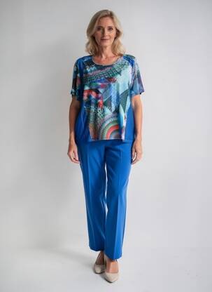 Top imprimé fantaisie manches courtes bleu GUY DUBOUIS femme