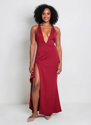 Robe longue sans manche sans manche rouge BABYBOO femme