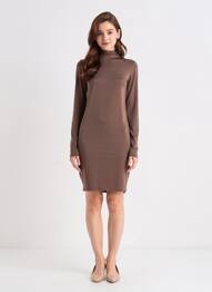 Robe mi-longue manches longues manches longues marron SANS MARQUE femme