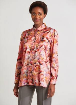 Chemisier imprimé fantaisie manches longues rose LENA TOYA femme