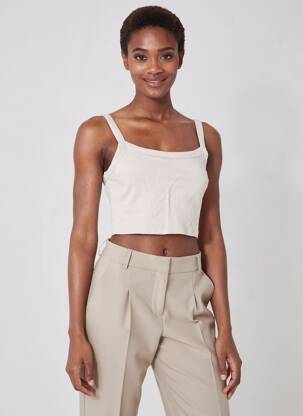 Top stretch fines bretelles beige DIVIDED H&M femme