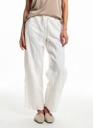 Pantalon droit tissage popeline taille normale blanc H&M femme