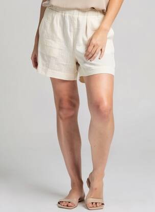 Short coupe droite beige AWARE femme