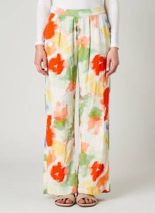 Pantalon large tissage crêpe orange ICHI femme