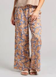 Pantalon large tissage popeline taille normale bleu VERO MODA femme