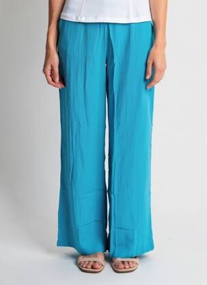 Pantalon large tissage crêpe taille normale bleu VERO MODA femme