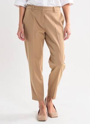 Pantalon chino fermeture zippée sous rabat avec crochet taille haute beige ICHI femme