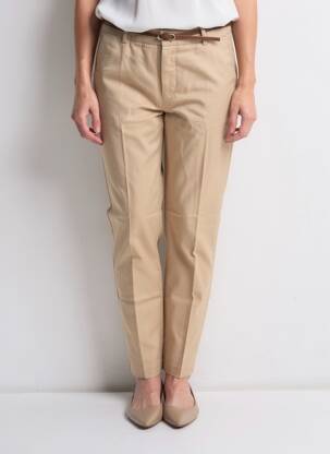Pantalon chino tissage popeline taille normale beige B.YOUNG femme