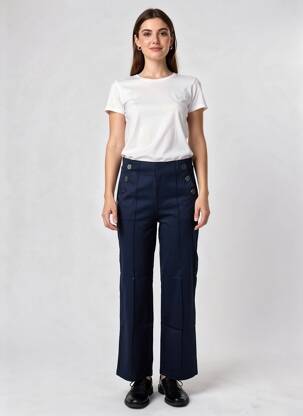 Pantalon droit stretch taille haute bleu STREET ONE femme