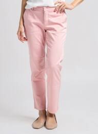Pantalon chino tissage popeline taille normale rose HAPPY femme